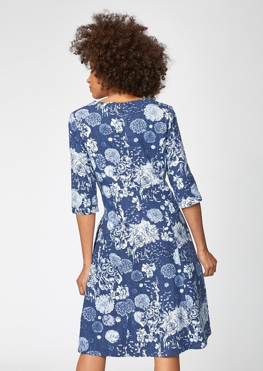 Kikii Floral Knee Length Dress Hemp Kikii Dress Thought Clothing
