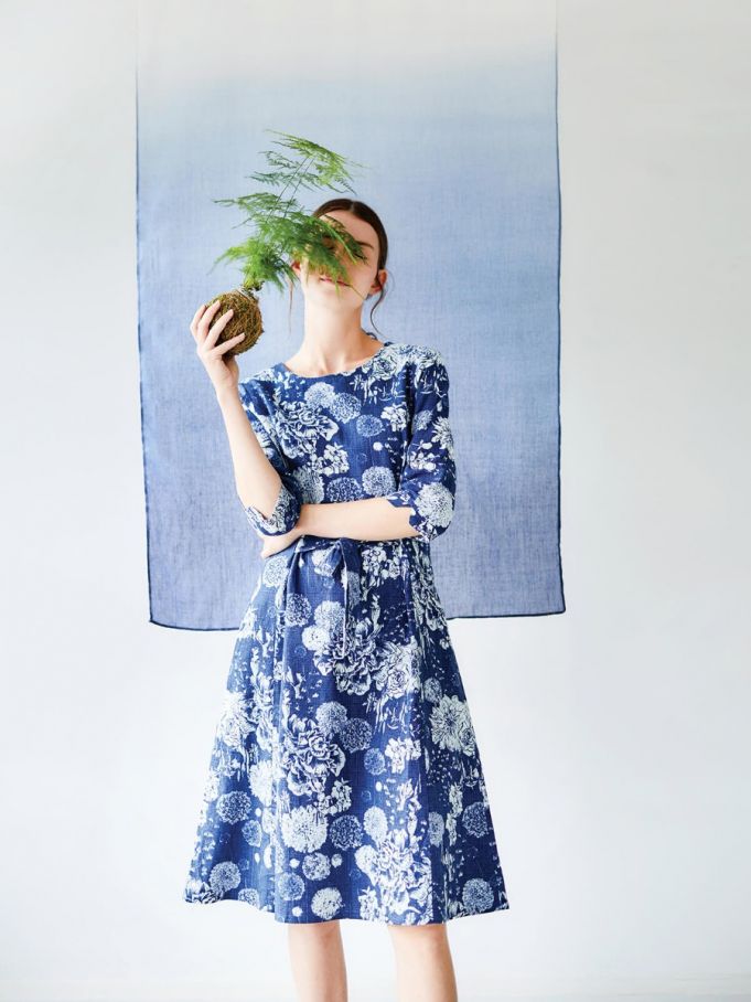 Kikii Floral Knee Length Dress Kikii Hemp Dress Thought Clothing