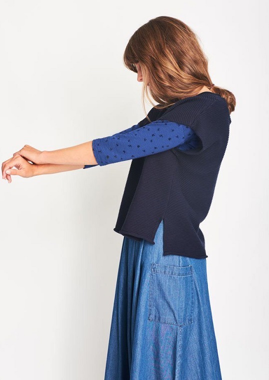 Olga Organic Knitted Navy Top Bibico