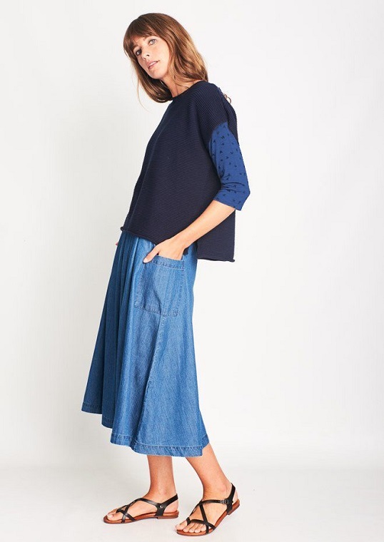 Olga Organic Knitted Navy Top Bibico