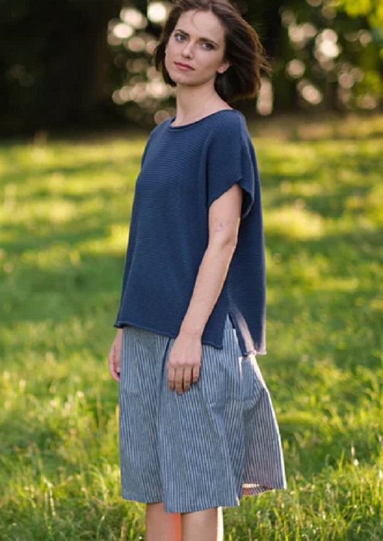 Olga Organic Knitted Navy Top Bibico