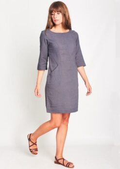 Emilia Linen Shift Washed Grey Dress Bibico