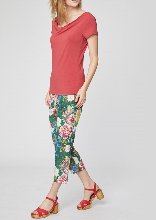 WST4156-HIBISCUS-RED--dalian-cowl-neck-jersey-top-4 Dalian Top Hibiscus Red Thought Clothing
