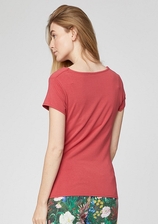 WST4156-HIBISCUS-RED--dalian-cowl-neck-jersey-top2 Dalian Top Hibiscus Red Thought Clothing